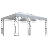 Cumpara ieftin Pavilion cu acoperis dublu &amp; siruri de lumini LED, alb, 3x4 m