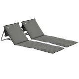Outsunny Set de 2 șezlonguri de plajă căptușite cu spătar reglabil &icirc;n mai multe poziții din oțel poliester gri | Aosom Romania