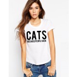 Tricou dama alb - CATS - L