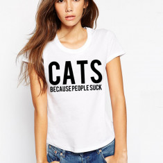 Tricou dama alb - CATS - S