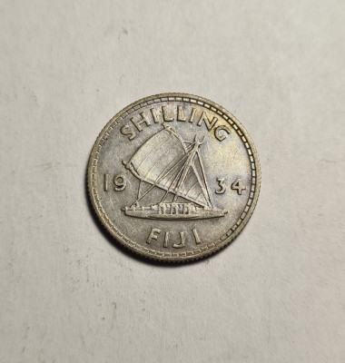 Fiji 1 Shilling 1934 Piesa Frumoasa foto