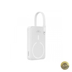Baterie Externa Wireless Baseus Magnetic Mini 10000mAh 20W PD + FQI 1 x Lightning - 1 x QI - 1 x USB-C Alba P10022109223-00