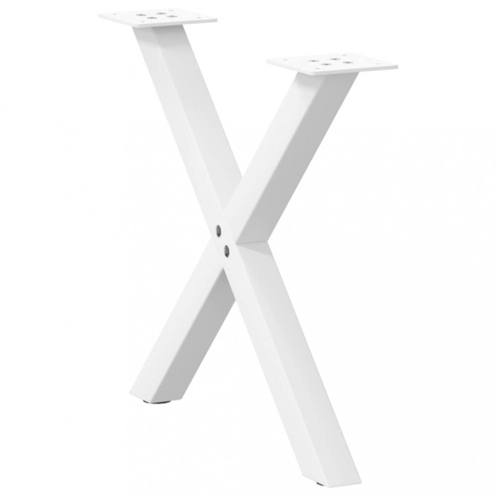 vidaXL Picioare pentru măsuță de cafea &icirc;n formă de X, 2 buc., alb, 60x(42-43) cm, oțel