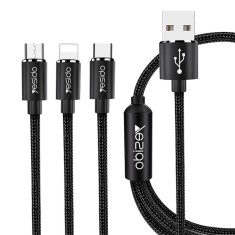 Cablu incarcare rapida 3in1 USB , Lightning, Type-C, Micro USB, 60W, 3A, 1.2m, Negru , YSDC587