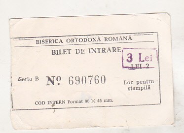 bnk div Bilet intrare - Manastirea Varatec 1982