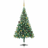 VidaXL Brad de Crăciun pre-iluminat cu globuri, 180 cm, 564 de ramuri