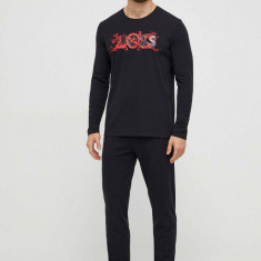 BOSS pijama bărbați, culoarea negru, cu imprimeu 50514892