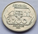 442. Moneda Portugalia 200 escudos 1991 (Westward Navigations)