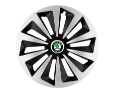 Set 4 capace roti Fox Gri-Negru R15 pentru gama auto Skoda