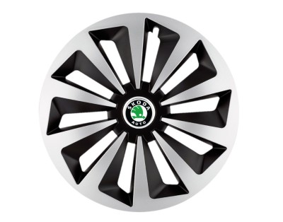 Set 4 capace roti Fox Gri-Negru R15 pentru gama auto Skoda foto