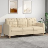 Gossi canapea cu 3 locuri, crem, 180 cm, material textil