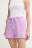 pantaloni scurți din bumbac ALL SZN culoarea violet, uni, high waist, JD4735