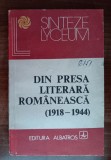 Myh 39s - Eugen Marinescu - Din presa literara romaneasca - 1918 - 1944 - 1986