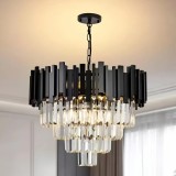 Cumpara ieftin Candelabru Rowan Cristal 5xE14 Diametru 40cm Negru Auriu, Alessandro DESIGN