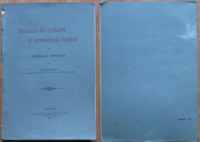 Candrea , Straturi de cultura si straturi de limba la popoarele romanice , 1915 foto