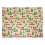 Suport Farfurie Crăciun, Model Brazi, Mesaj Merry Christmas, Bej, 40x30cm, Oem