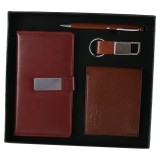 Set cadou pentru barbati, 4 piese &ndash; Agenda, portofel, breloc, pix