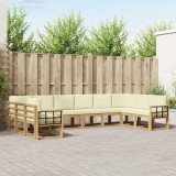 vidaXL Set de canapele de exterior cu pernă 10 pcs Alb și crem 3388299