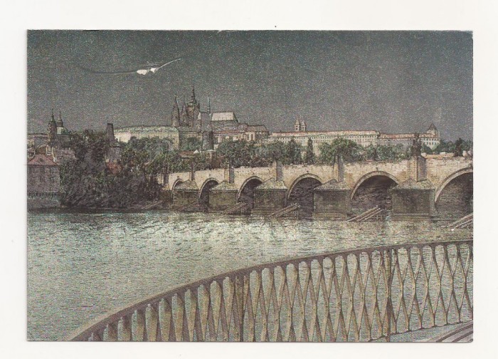 AM3-Carte Postala - CEHOSLOVACIA-Prague castle and king Charles Bridge