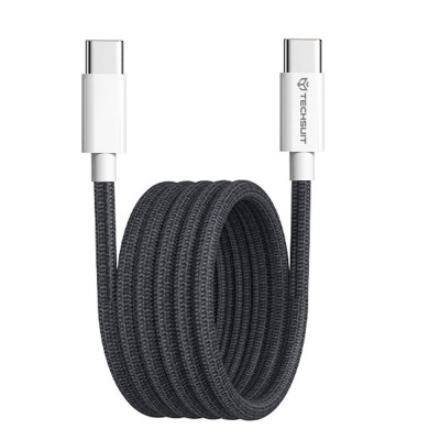 Techsuit - Data Cable (PCB114D) - for Apple, Android, Type-C, Super Fast Charging, PD60W, Flexible, Durable, 1m - Black foto