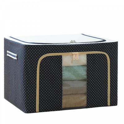 Cutie de depozitare pliabil&amp;Auml; premium, 100l, &amp;Egrave;es&amp;Auml;tur&amp;Auml; oxford impermeabil&amp;Auml;, cadru metalic, fermoar dublu, fereastr&amp;Auml; transparent&amp;Auml;, imprimeu cu bul foto