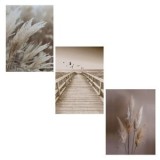 Set 3 postere decorative cu model Nature, 30x42 cm, finisaj lucios, CMCLASS