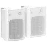 VidaXL Boxe stereo de perete interior/exterior, 2 buc. alb, 120 W, cu alimentare pe linie