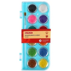 Acuarele tip pastila, pastel glitter 12 culori, Herlitz