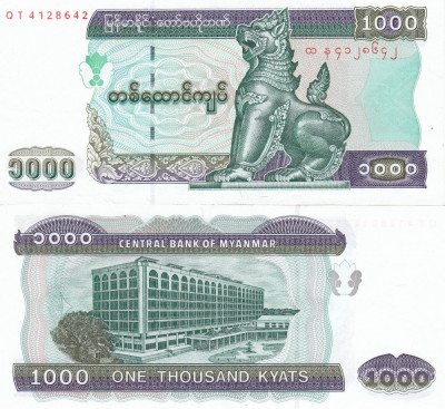 Bancnota Myanmar 1 000 Kyats 2004 UNC foto