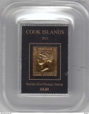 COOK 2013 WORLD FIRST POSTAGE STAMP GOLD FOIL, Nestampilat