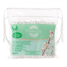 Bețișoare Igienice, Fiorevita, Set 260 Bucăți, Biodegradabile, Suport Carton