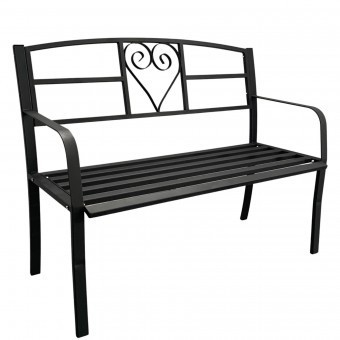 Banca metalica pentru gradina Vivatechnix VMD-1049, Negru, 121x55x98cm foto