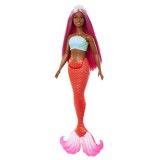 BARBIE DREAMTROPIA PAPUSA SIRENA CU PAR MAGENTA SI COADA PORTOCALIE, BARBIE - Dreamtopia