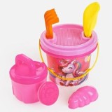 Găleată de plajă cu model Unicorn, &Oslash;14x12cm, Set cu 4 accesorii, CMCLASS