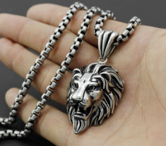 Lant +medalion INOX LION = 50 ron foto