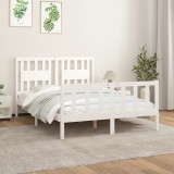 VidaXL Cadru de pat cu tăblie, alb, 140x200 cm, lemn masiv de pin