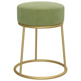 Taburet rotund, verde mustar, catifea