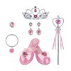 Set Joaca 6 Accesorii Printesa, coroana, pantofi, cercei, bagheta, bratara si inel, Roz, ATU-082070, Oem