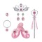 Set Joaca 6 Accesorii Printesa, coroana, pantofi, cercei, bagheta, bratara si inel, Roz, ATU-082070