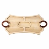 Platou de lemn, compartimentat cu maner potcoava 56x25.5cm / EXT 7215