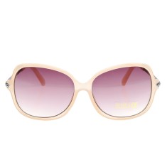 Ochelari de soare oversized cu rame crem si lentile mov degrade