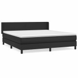 Cumpara ieftin Pat box spring cu saltea, negru, 180x200 cm, piele ecologica