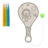 Set Creativ Racheta din Lemn cu Minge si 3 Carioci, 4 buc, CMCLASS