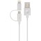 Cablu Date si Incarcare USB-A - Lightning / microUSB Forever MFi 2in1, 18W, 1m, Alb