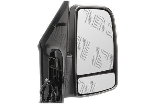 Oglinda exterioara Mercedes Sprinter 209-524, 07.2006-10.2013, Vw Crafter (2e), 12.2005- , partea Dreapta, culoare sticla crom , sticla convexa, cu c