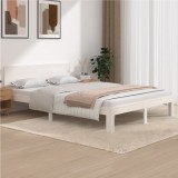 vidaXL Cadru de pat, alb, 140x200 cm, lemn masiv de pin