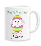Cana alba personalizata &quot;Paste Fericit Nasu&quot;, INOVATIX&reg;. 330ml, Oem