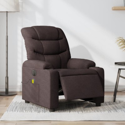 vidaXL Fotoliu electric de masaj rabatabil, maro &amp;icirc;nchis, textil foto