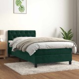 vidaXL Pat box spring cu saltea, verde &icirc;nchis, 80x200 cm, catifea 3141452