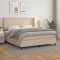vidaXL Pat box spring cu saltea, cappuccino, 160x200cm piele ecologică 3132392
